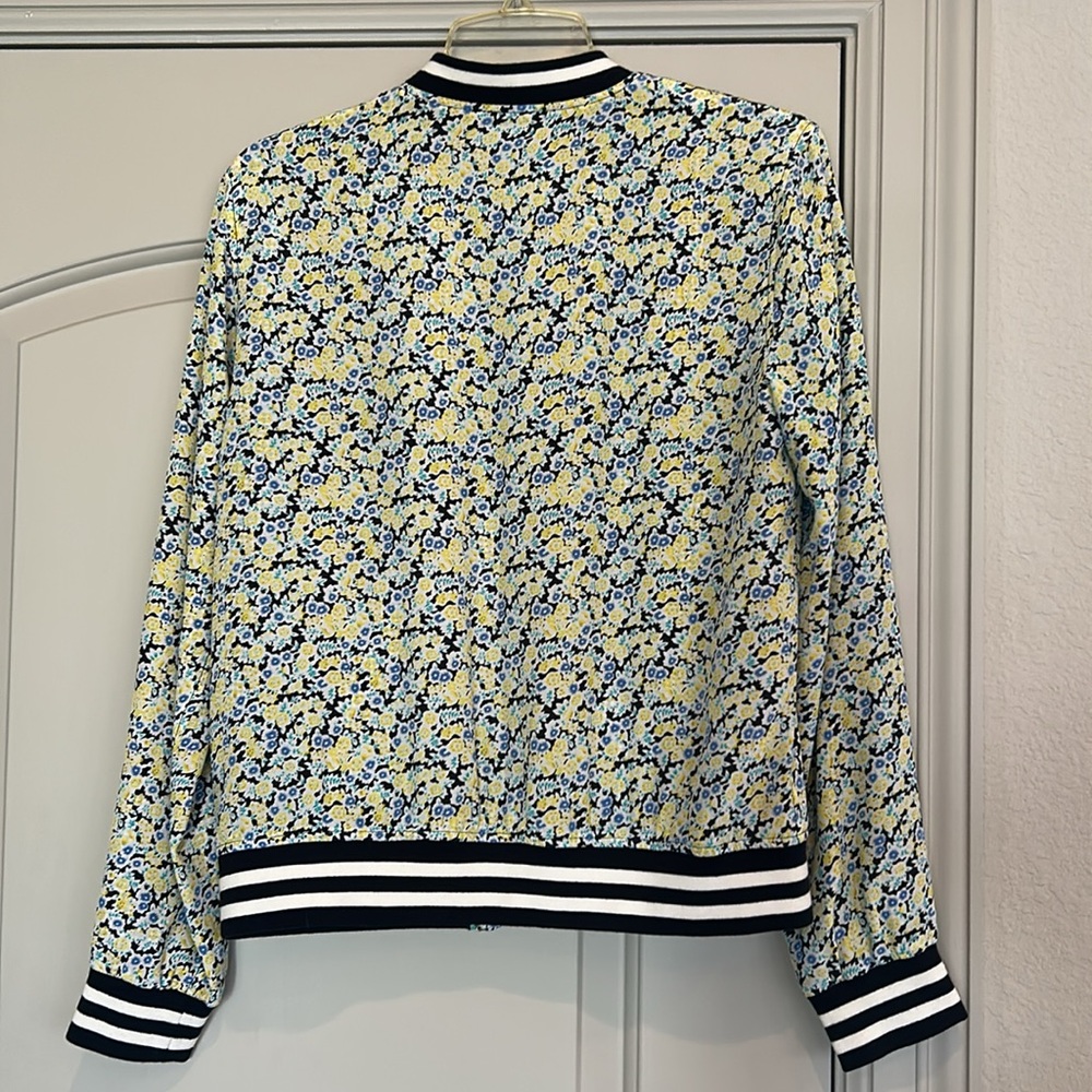 Equipment Silk Floral Yellow/Blue Zip Front Jacket - Picture 3 of 6